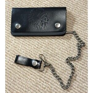 Chief Headdress Wallet Genuine Leather USA Chain Cool moto biker retro outsiders